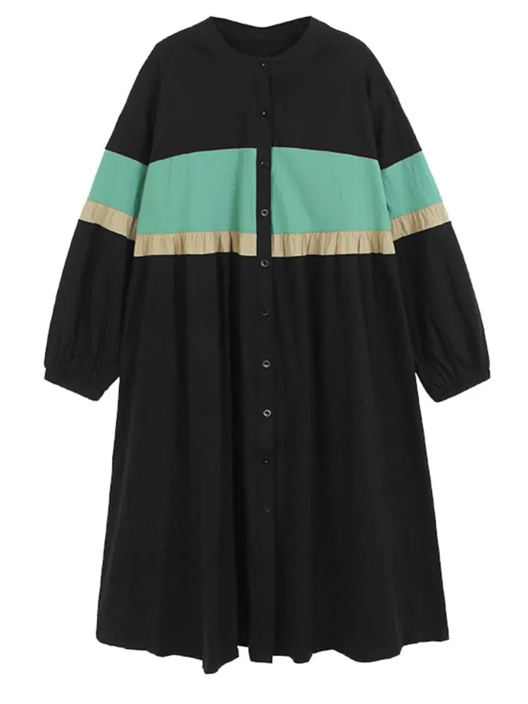 Pre Order:  Tri-Color Long Sleeve Midi Dress
