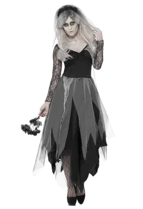 Premium Women's Horror Zombie Graveyard Corpse Bride Costume for Halloween