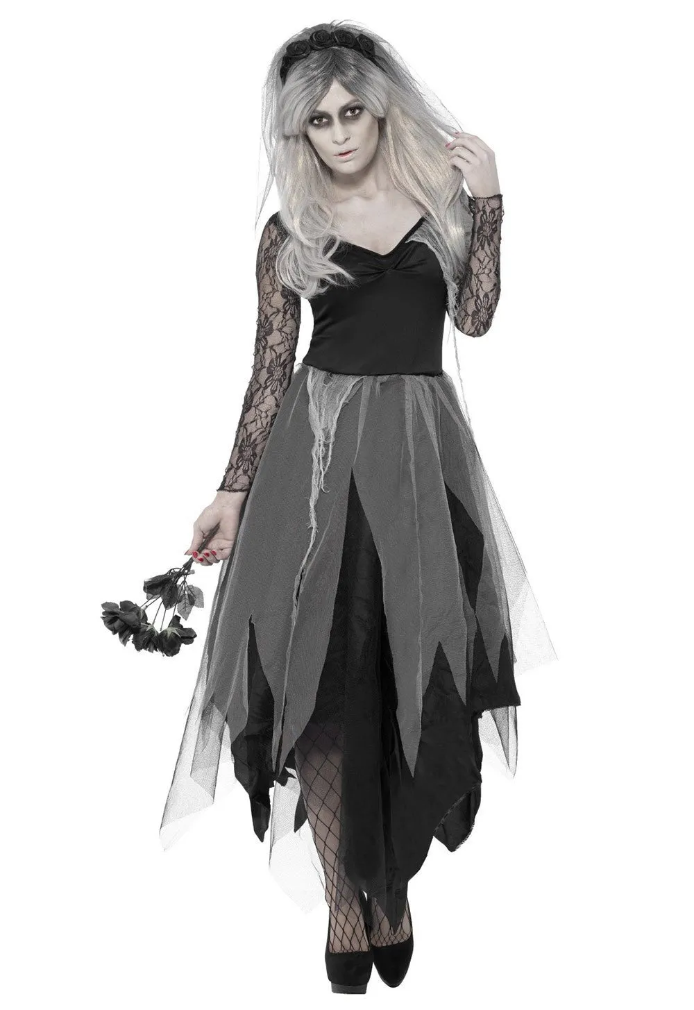 Premium Women's Horror Zombie Graveyard Corpse Bride Costume for Halloween