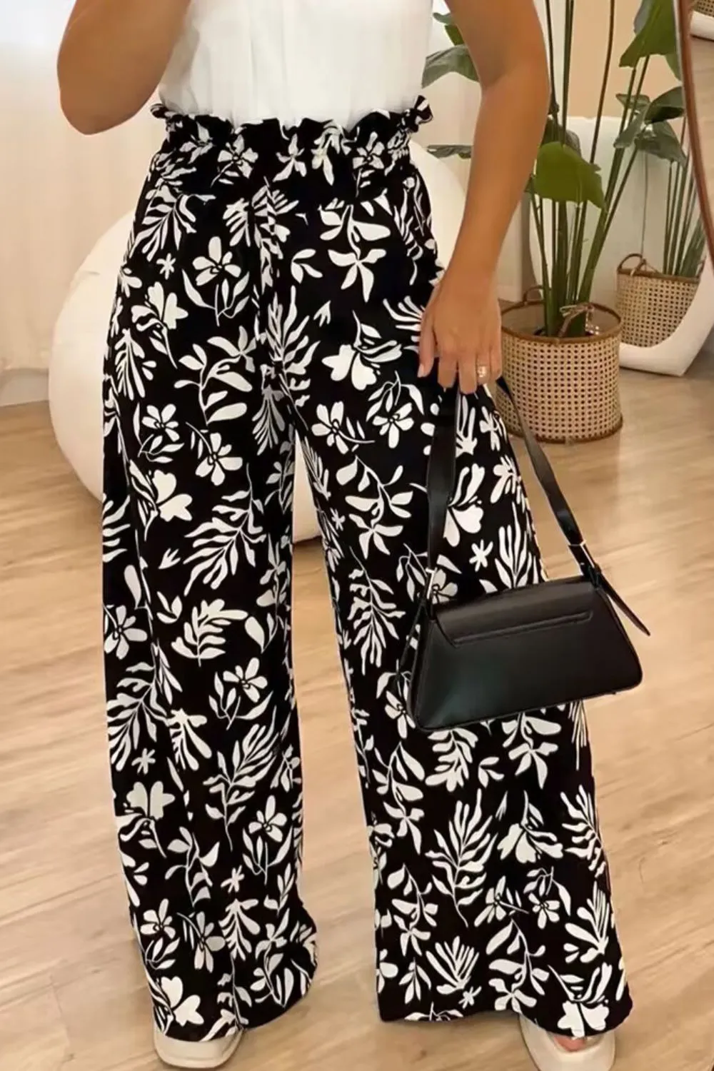 Pretty Girls Printed High Waist Wide Leg Pants