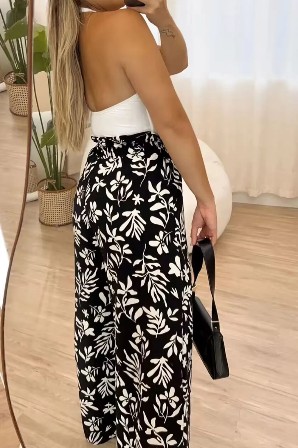 Pretty Girls Printed High Waist Wide Leg Pants