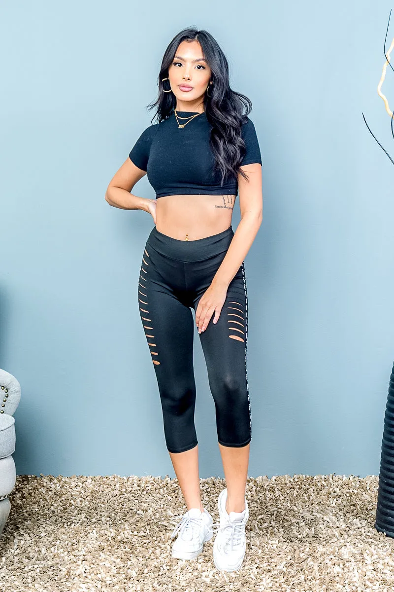 Pretty Sport Solid with Letters BABE Legging (AP-52471)