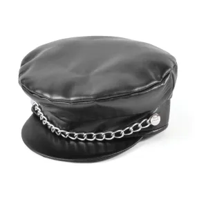 Punk Leather Cap in Black - Edgy Style with Attitude
