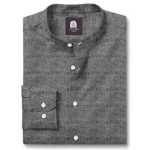 Pure Linen - Band Collar - Black Melange