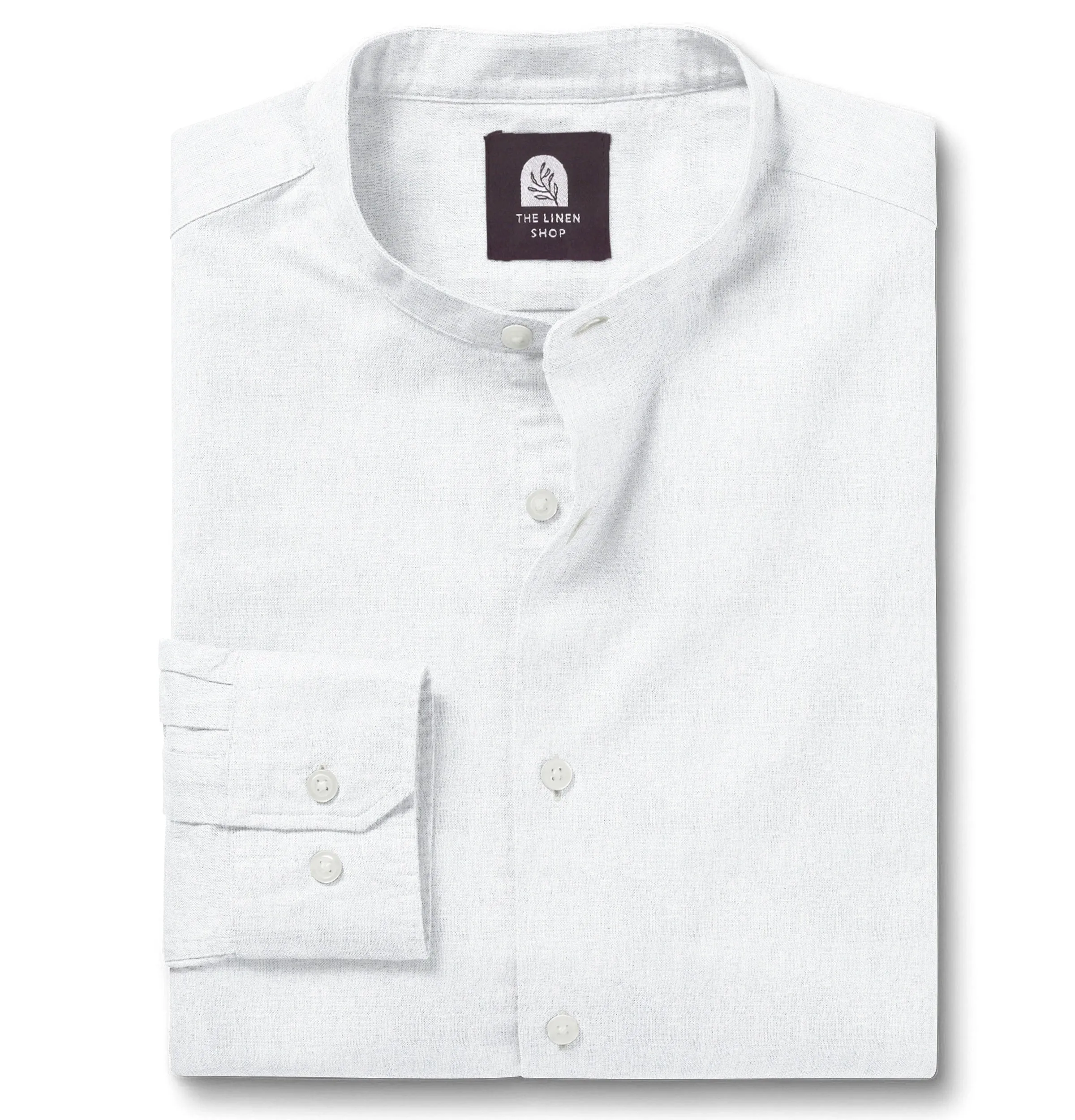 Pure Linen - Band Collar - White