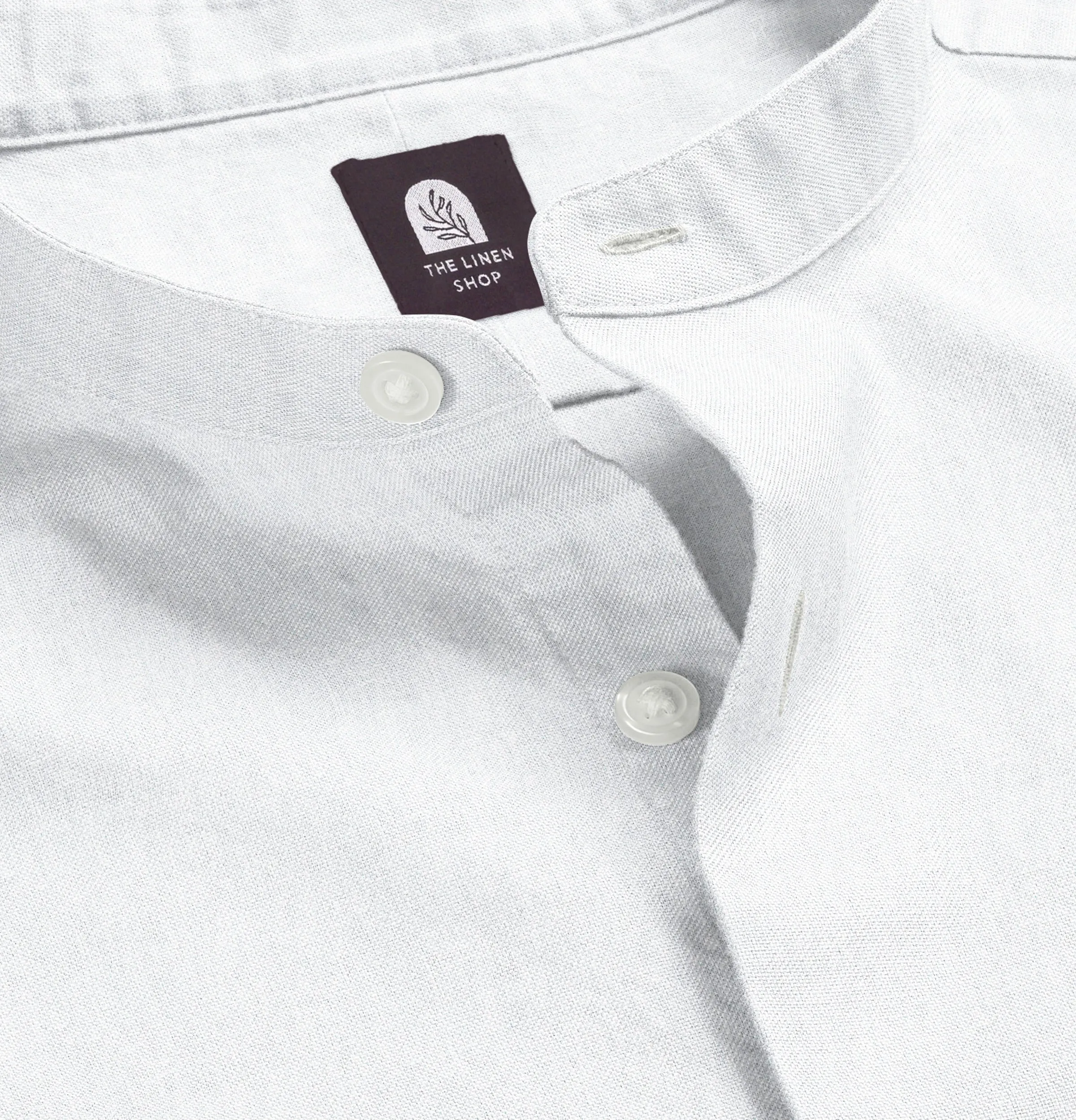 Pure Linen - Band Collar - White