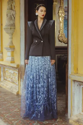 Radianza A-line V-Neck Taffeta Floor Length Set