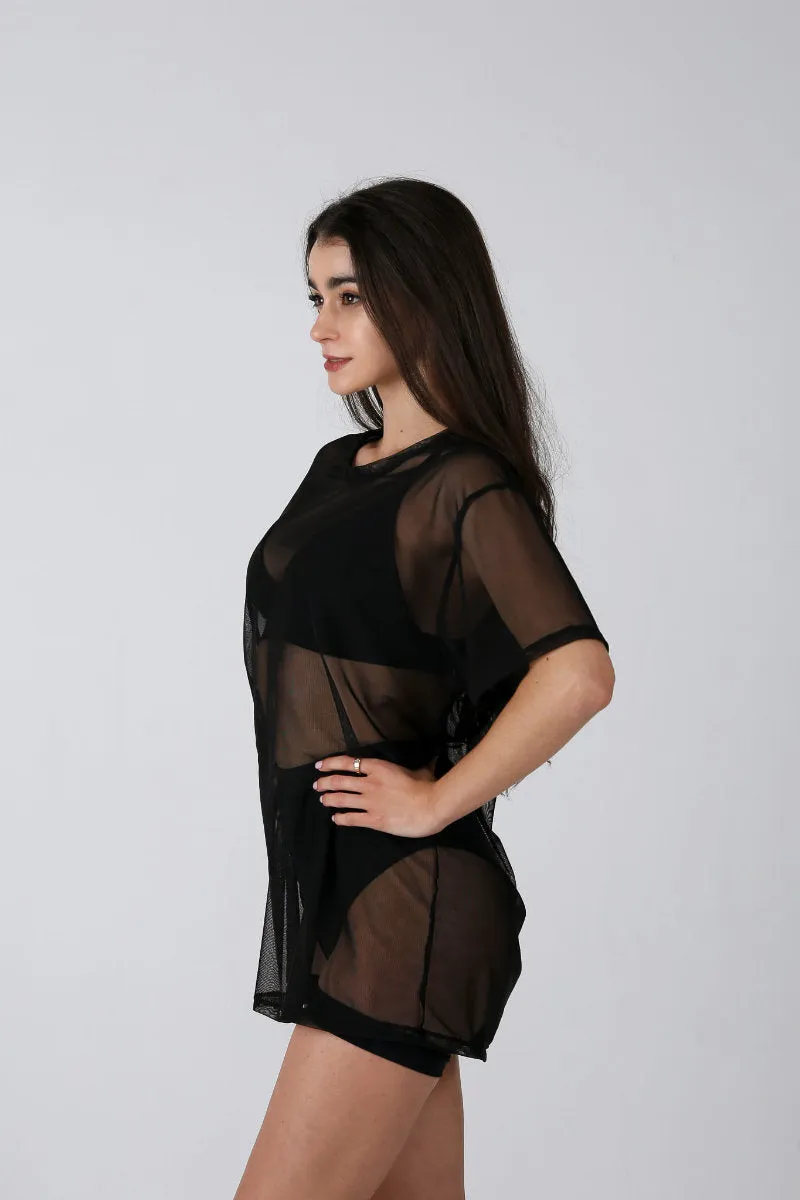 REV ACTIV Mesh Oversized T-Shirt - Black