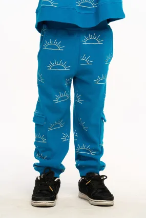 Rising Sun Santiago Cargo Joggers - Mykonos Blue