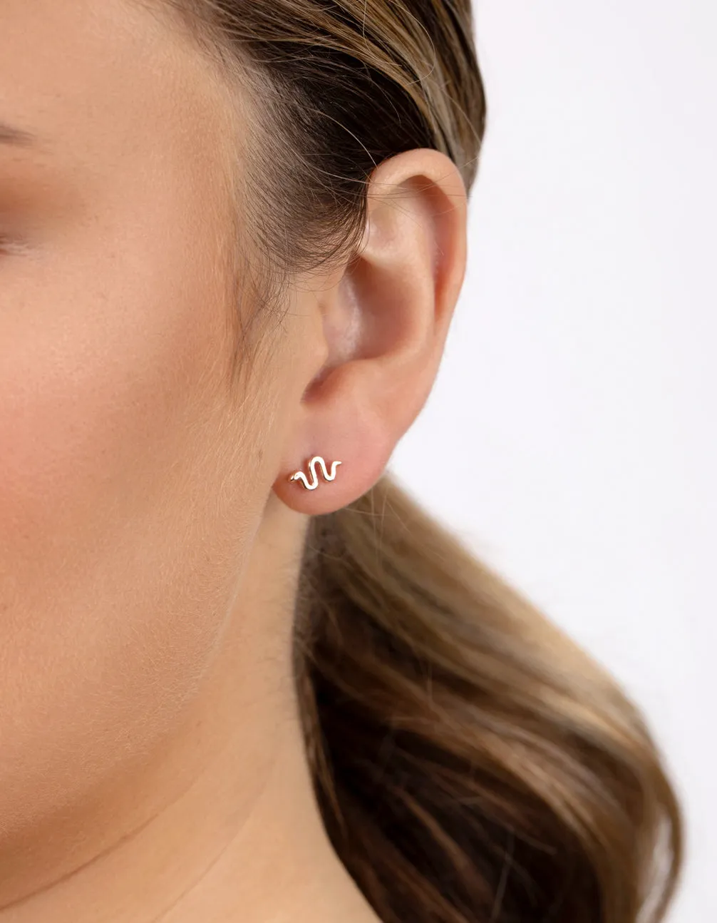 Rose Gold Plated Sterling Silver Snake Hoop Earring Pack