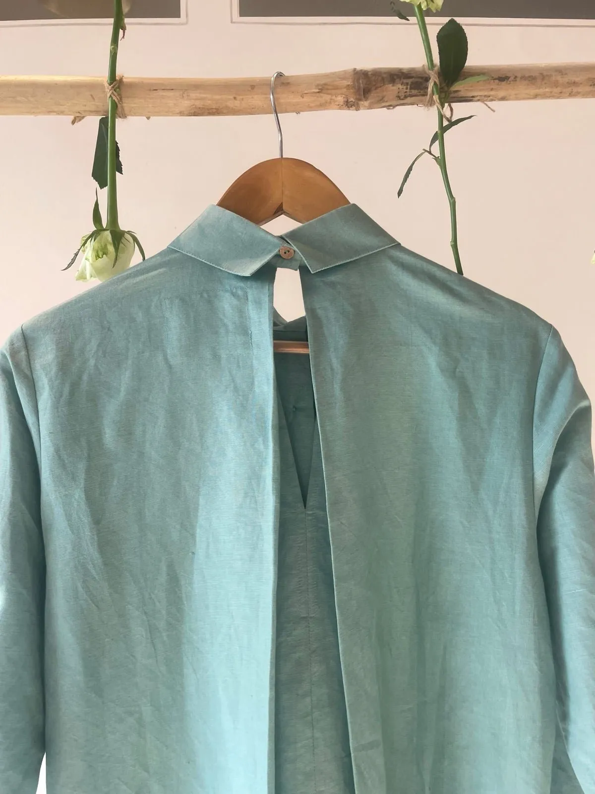Ruched Sleeves Hemp Cotton Shirt hemp Cotton Dress