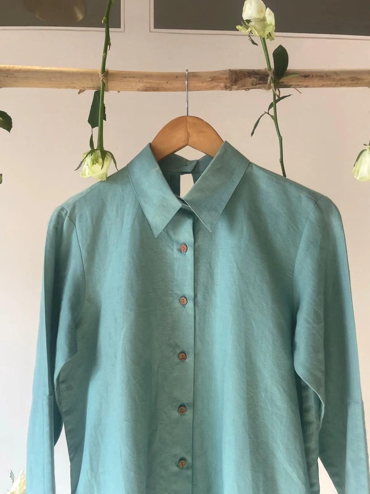 Ruched Sleeves Hemp Cotton Shirt hemp Cotton Dress
