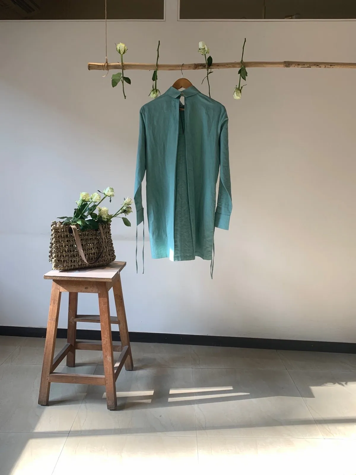 Ruched Sleeves Hemp Cotton Shirt hemp Cotton Dress