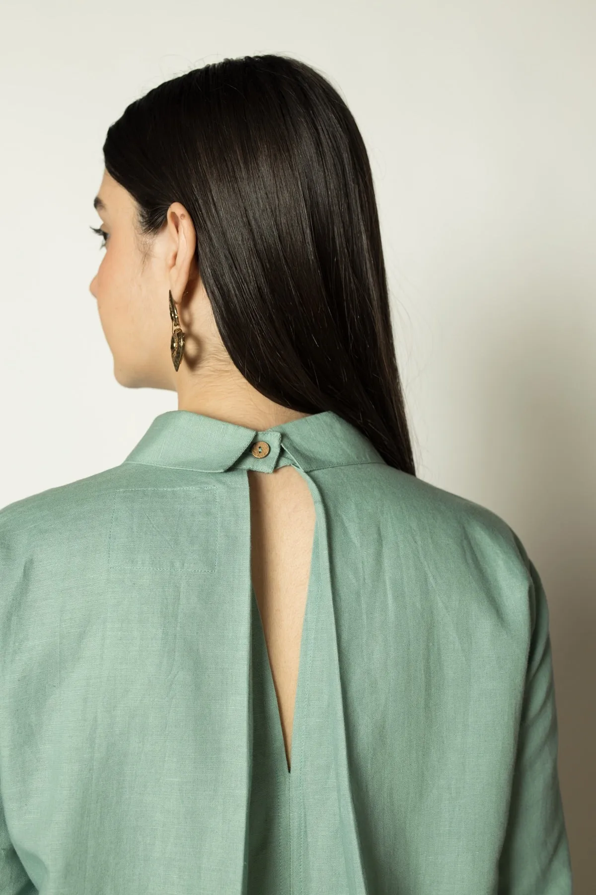 Ruched Sleeves Hemp Cotton Shirt hemp Cotton Dress