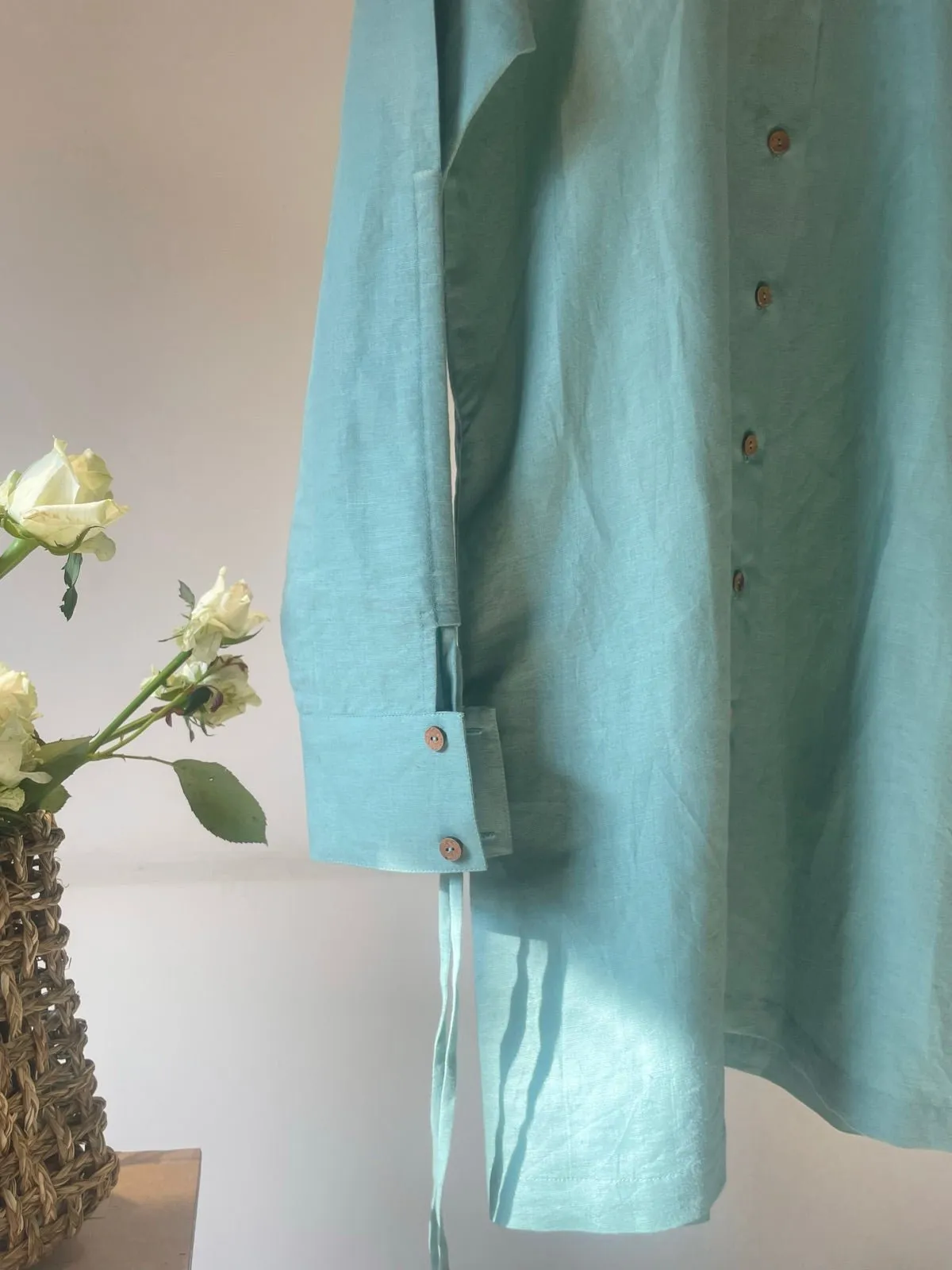 Ruched Sleeves Hemp Cotton Shirt hemp Cotton Dress