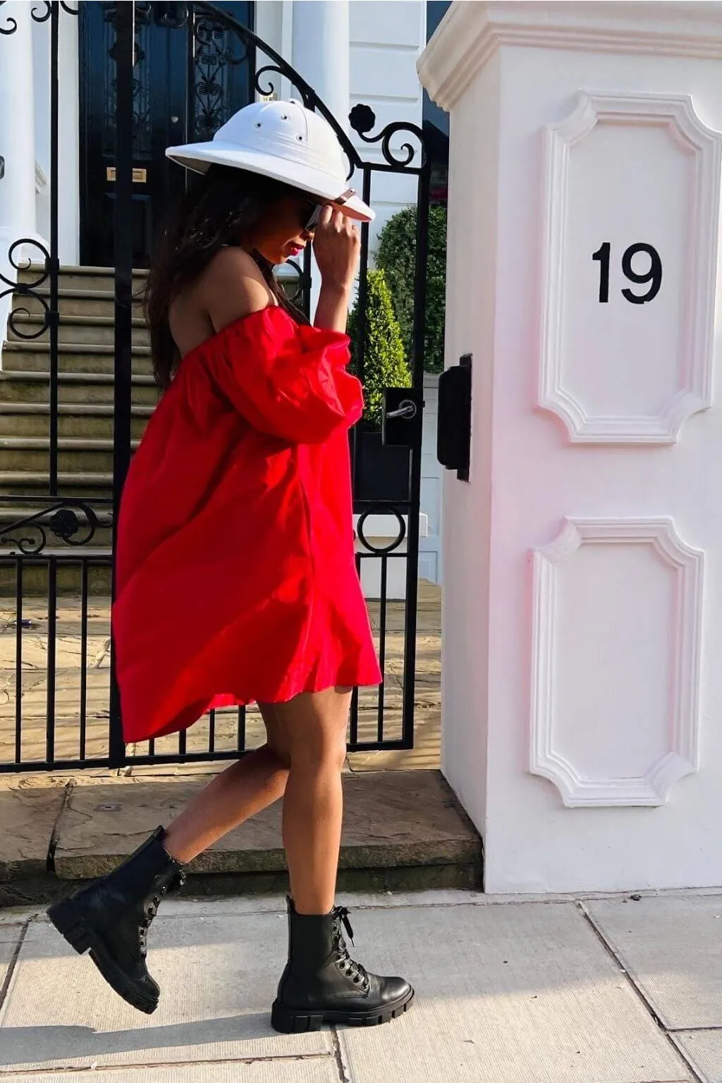 SETSOFRAN London Red Off Shoulder Dress