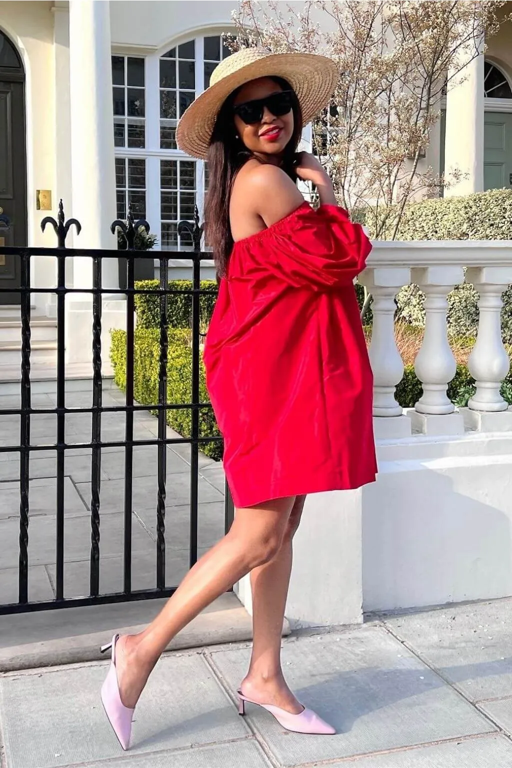 SETSOFRAN London Red Off Shoulder Dress