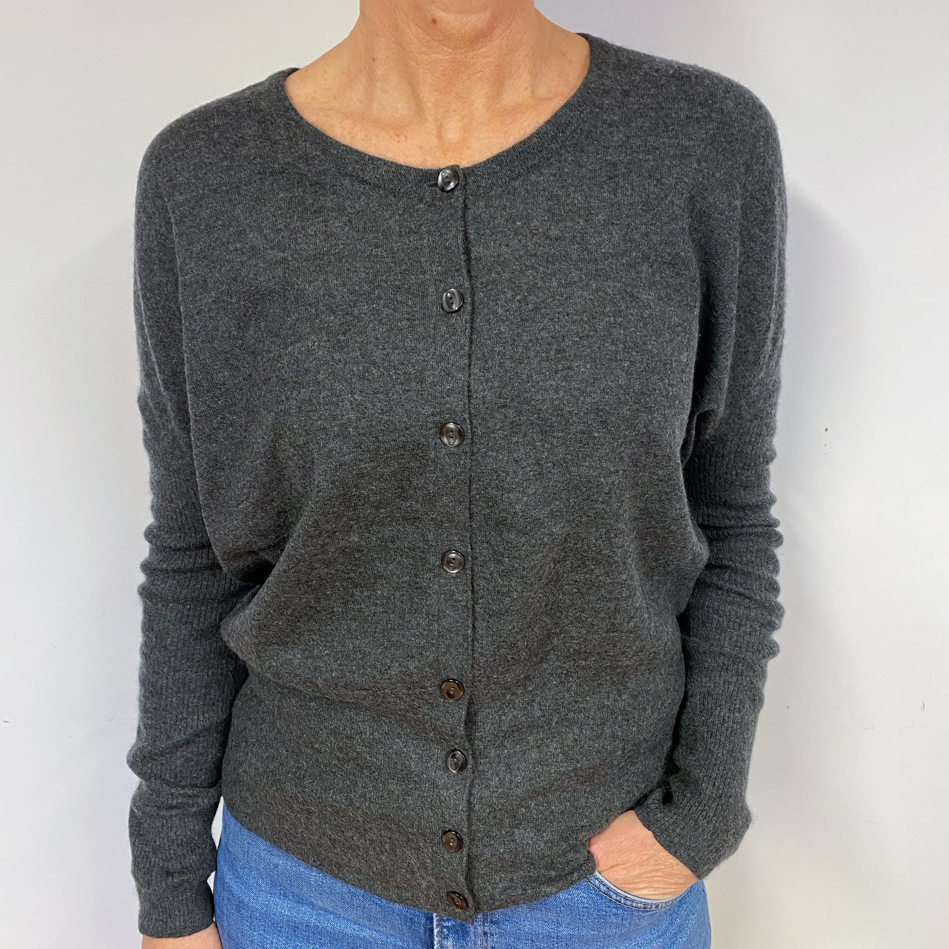 Slate Grey Cashmere Batwing Cardigan Medium