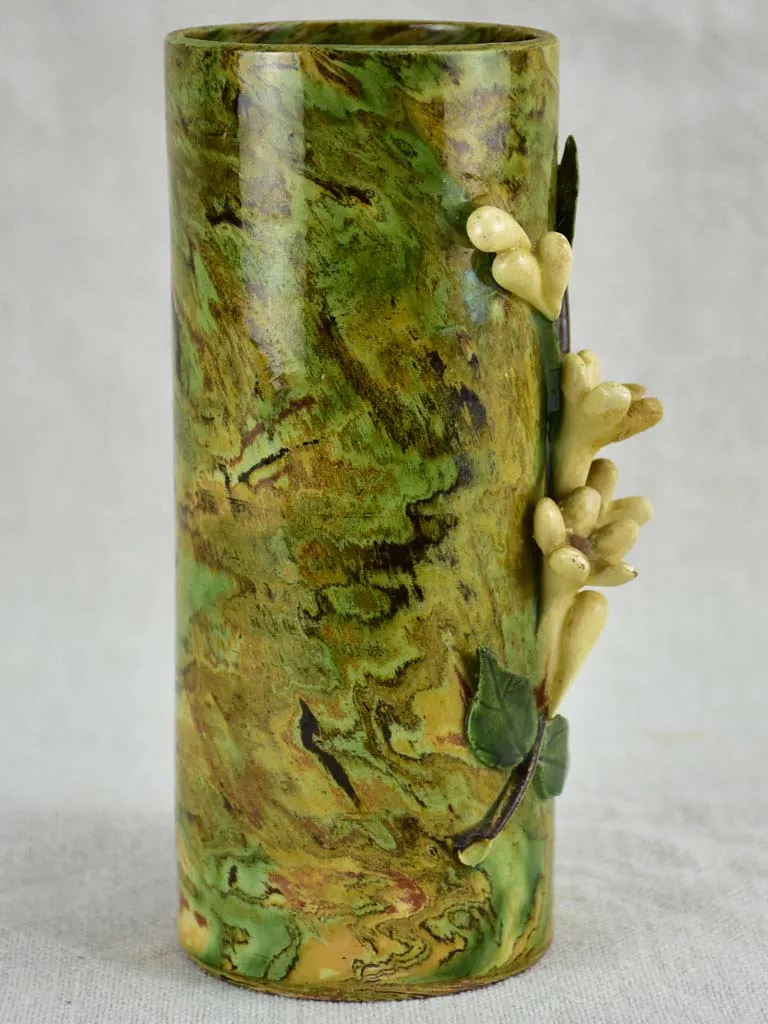 Small antique French Pichon vase with orange blossom from Uzes 6¼"