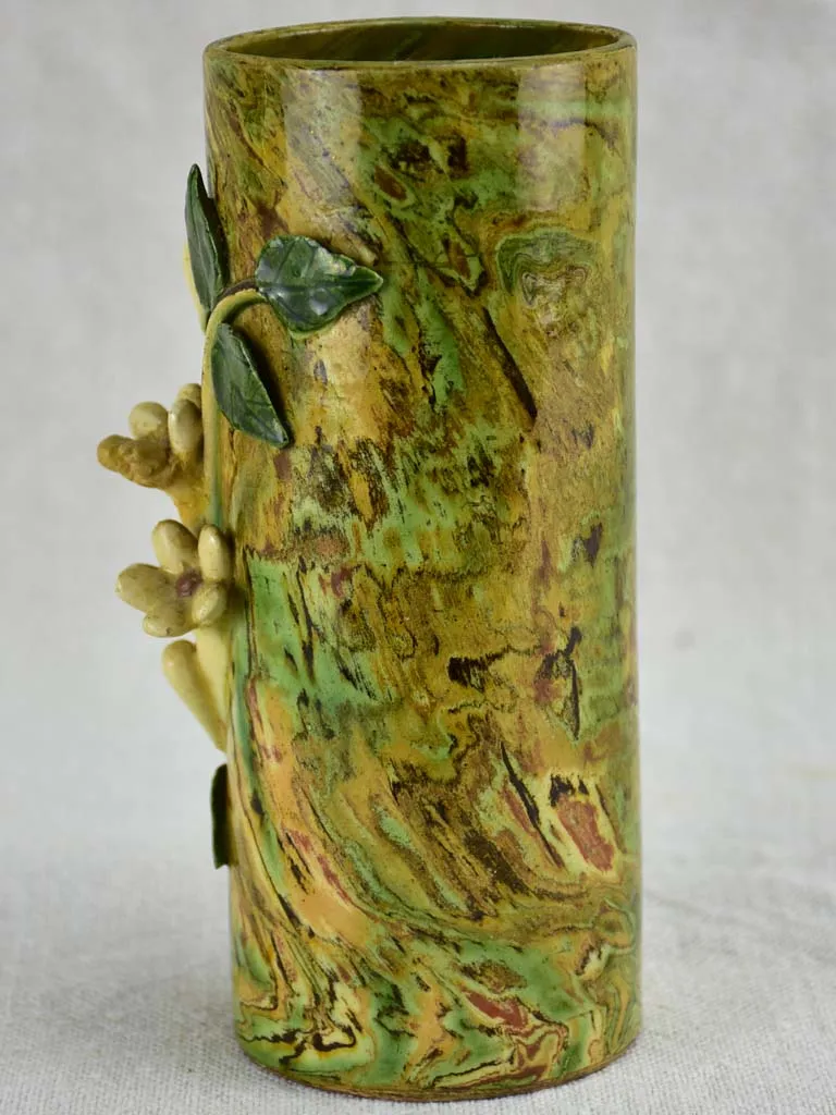 Small antique French Pichon vase with orange blossom from Uzes 6¼"