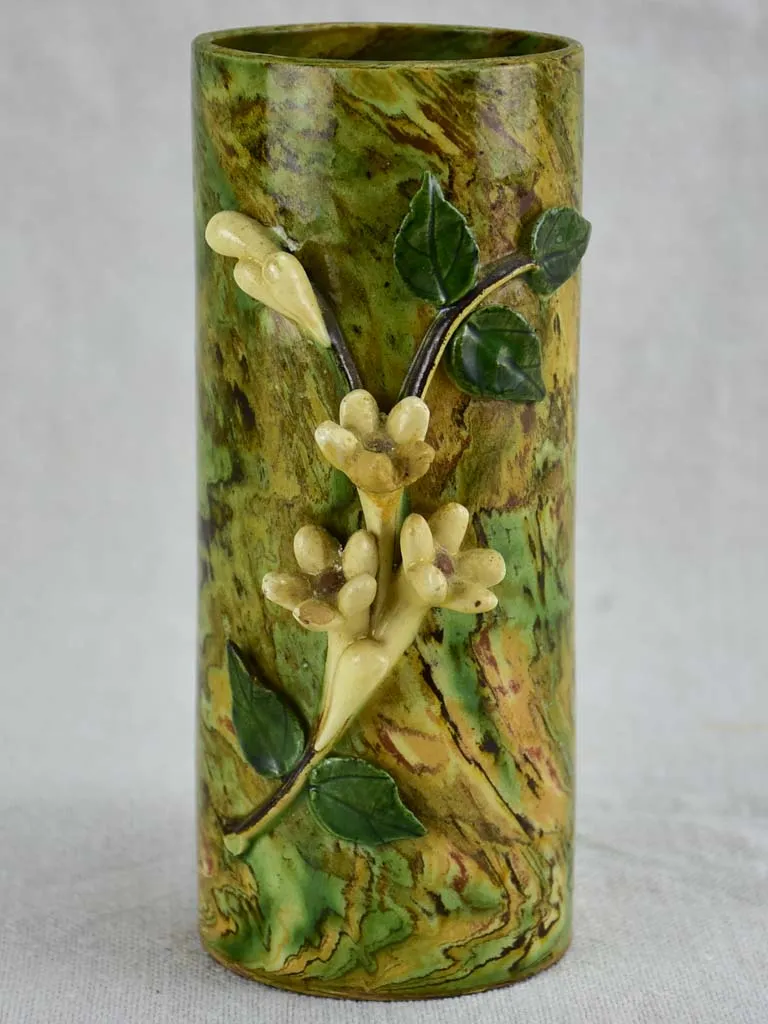 Small antique French Pichon vase with orange blossom from Uzes 6¼"