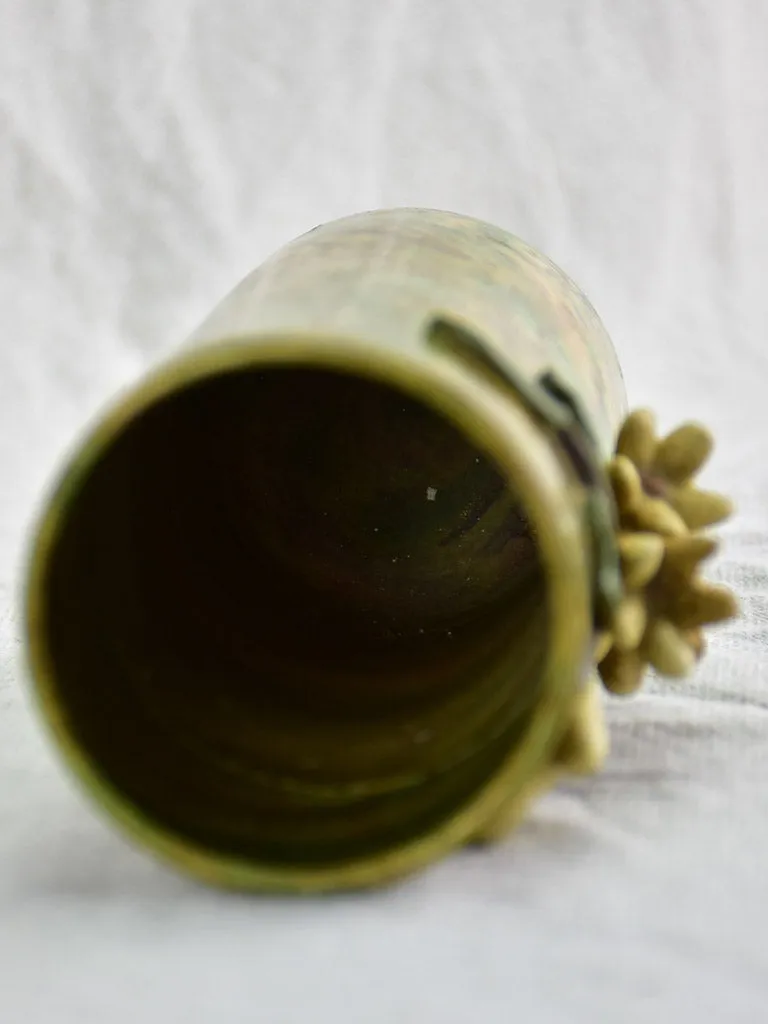 Small antique French Pichon vase with orange blossom from Uzes 6¼"