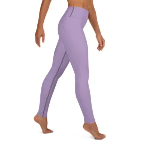 Solid Purple Color Yoga Leggings, Light Pale Purple Women's Long Tights-Made in USA/EU/MX