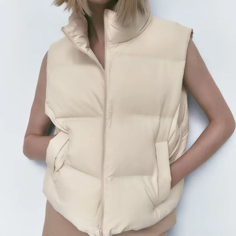 Stand Collar Quilted Packable Down Padded Puffer Vest Gilet Bodywarmer