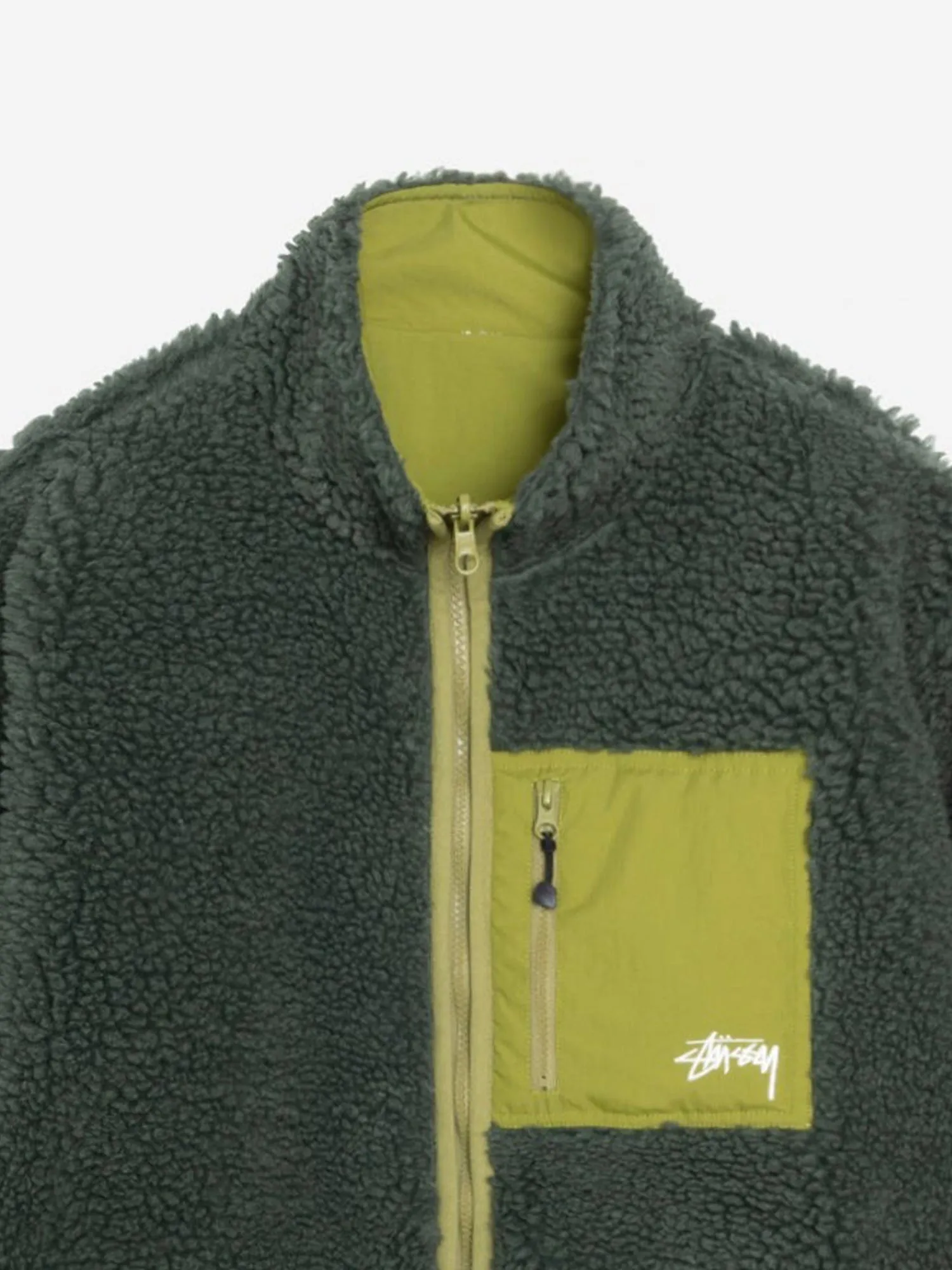 Stussy Sherpa Reversible Jacket W  - Dark Green