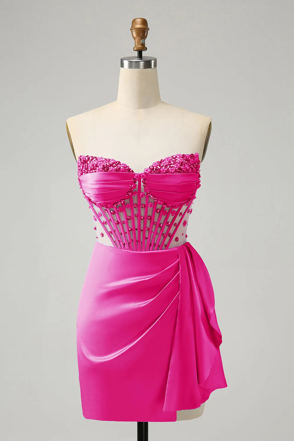 Stylish Blue Sweetheart Pleated Corset Short Tight Homecoming Dress with Beading