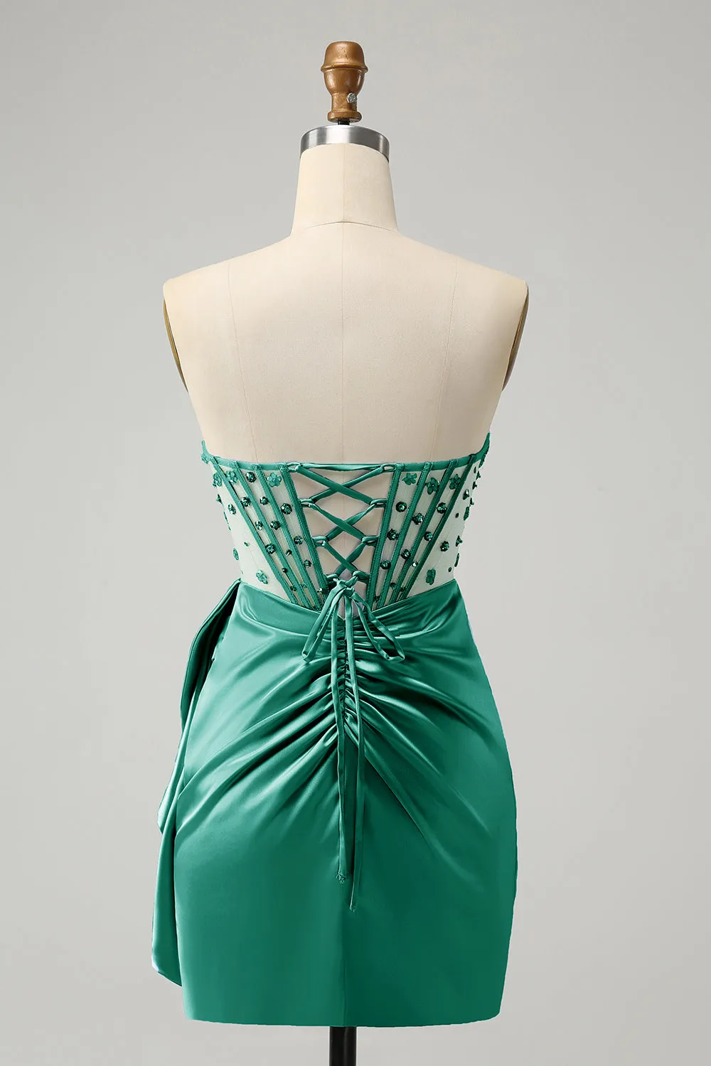 Stylish Blue Sweetheart Pleated Corset Short Tight Homecoming Dress with Beading