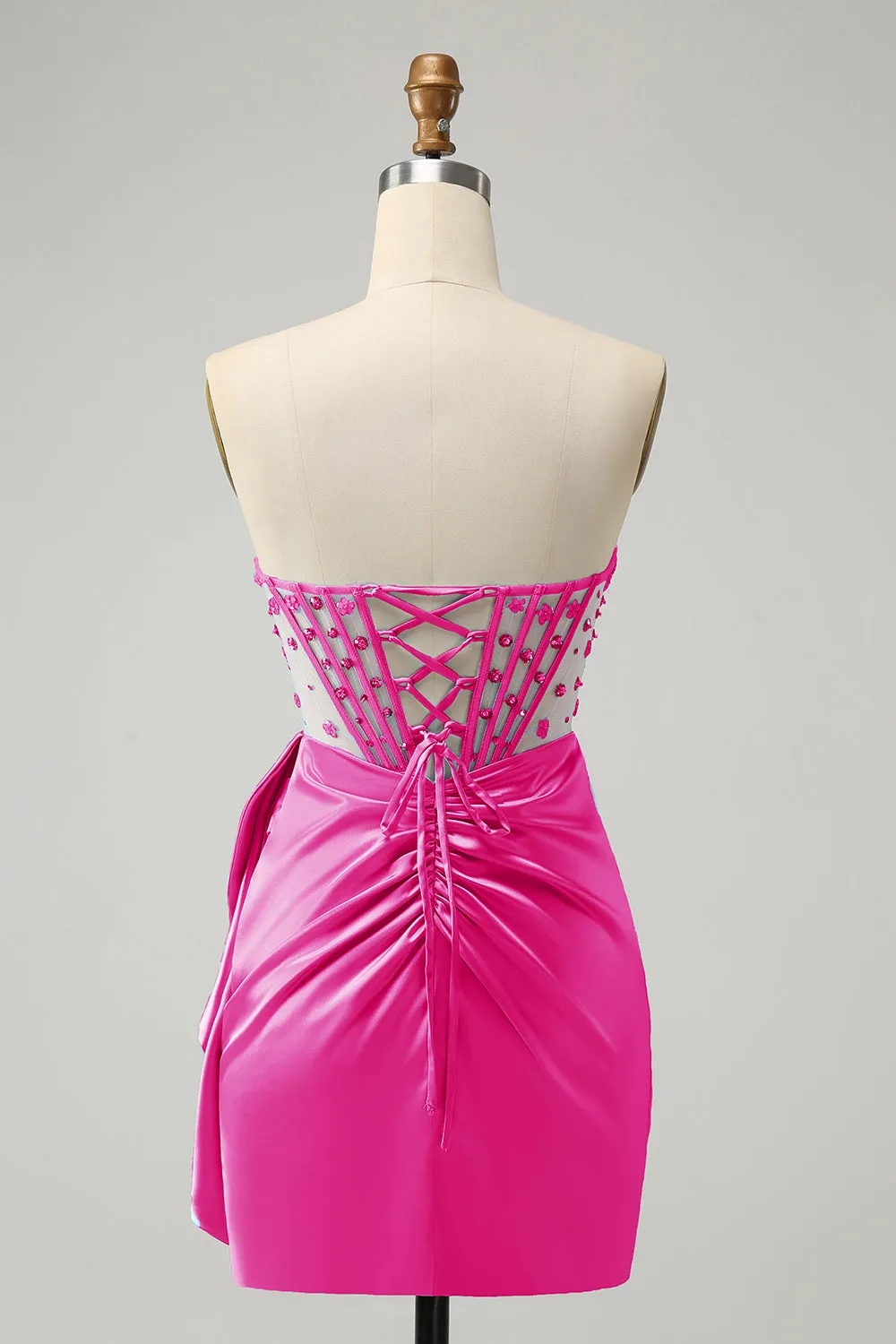 Stylish Blue Sweetheart Pleated Corset Short Tight Homecoming Dress with Beading