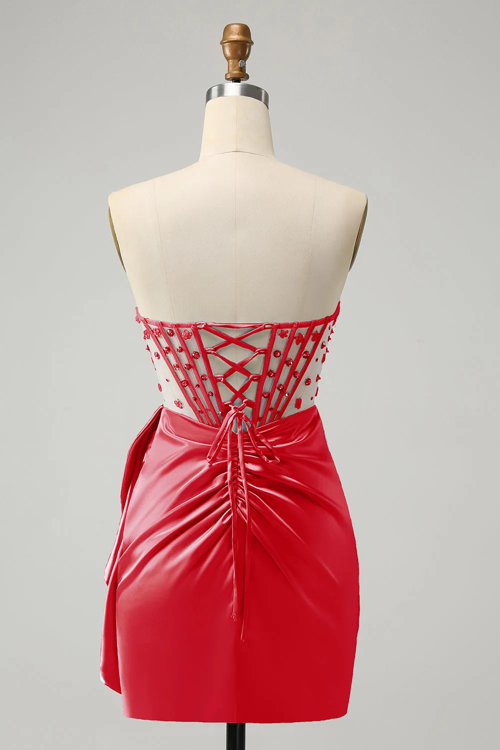 Stylish Blue Sweetheart Pleated Corset Short Tight Homecoming Dress with Beading