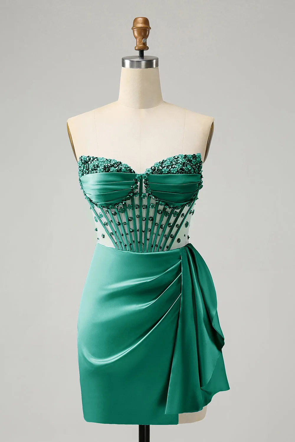 Stylish Blue Sweetheart Pleated Corset Short Tight Homecoming Dress with Beading
