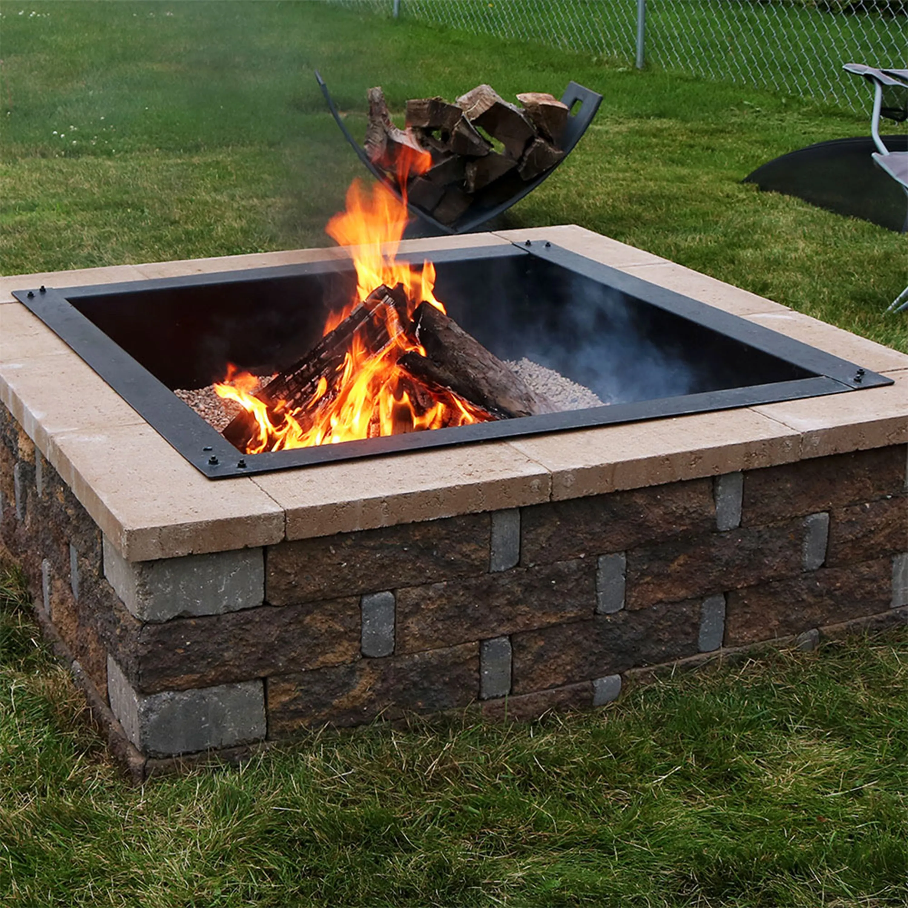 Sunnydaze Heavy-Duty Steel Square Fire Pit Insert