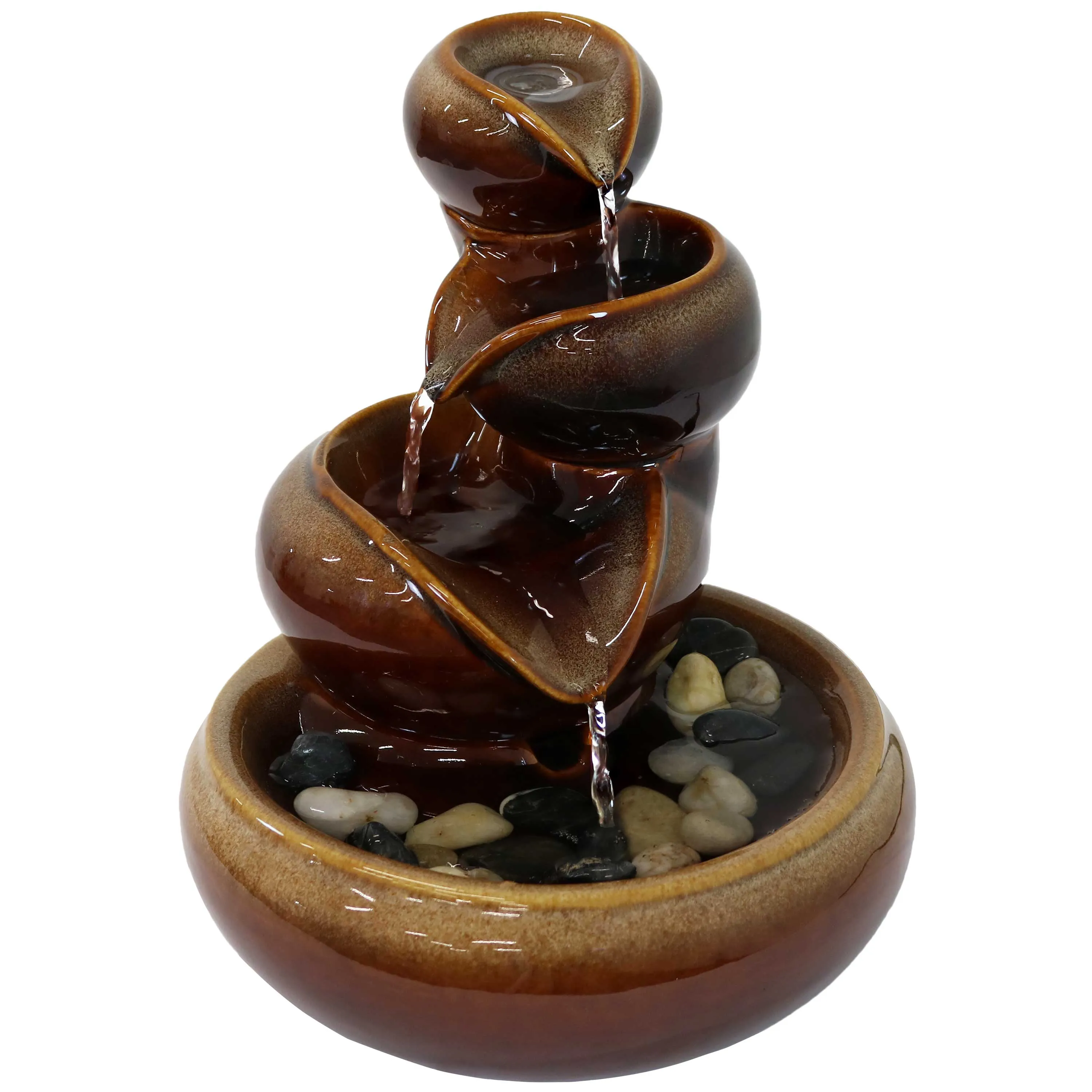 Sunnydaze Tiered Vessels Indoor Ceramic Tabletop Water Fountain - 10"