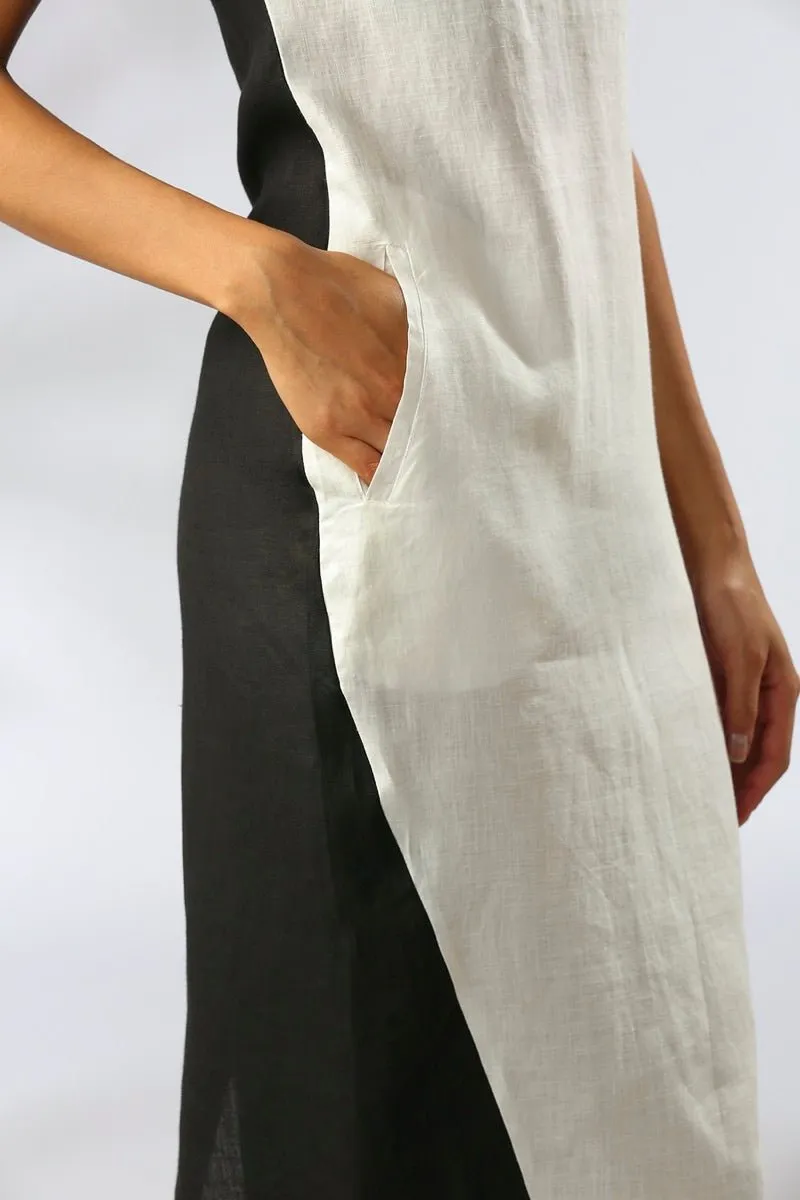 Sycamore Cocoon Dress  - White-Black