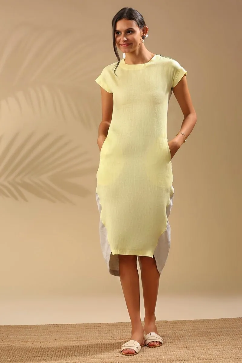 Sycamore Cocoon Dress  - Yellow-Oatmeal