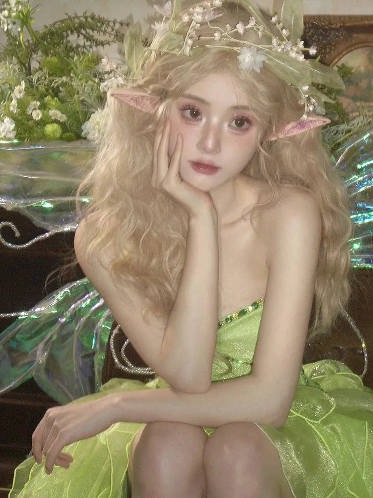TAVIMART  -  Green Fairy Dress Princess DressImmortal Forest Series Green Bra Dress For Women's Party Fairy Princess Fluffy Little Gift Dress