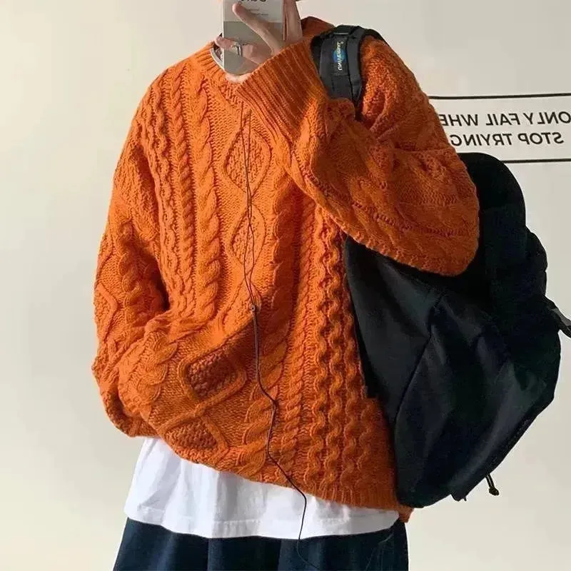 Teenager's Oversized Knitted Pullover sweater for men Street Hip Pop style