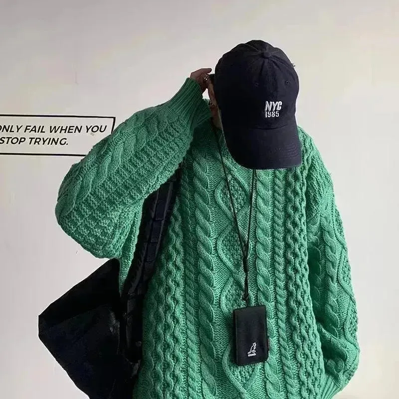 Teenager's Oversized Knitted Pullover sweater for men Street Hip Pop style