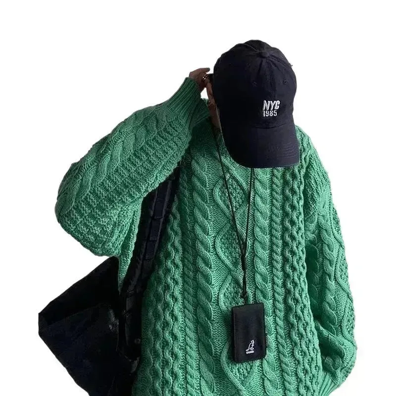 Teenager's Oversized Knitted Pullover sweater for men Street Hip Pop style