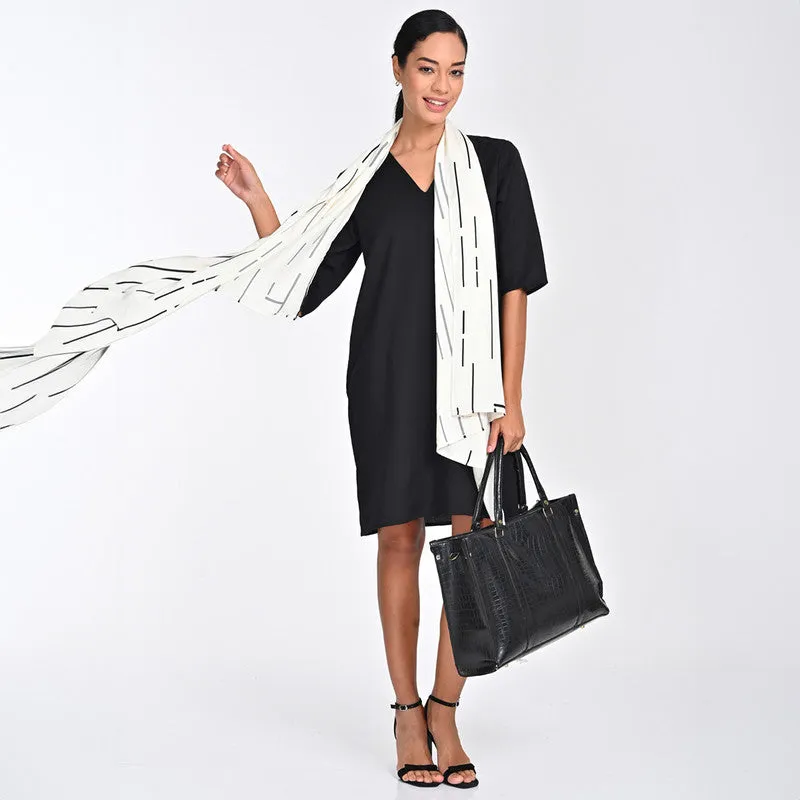 Tencel Dress For Women | V Neck | Knee Length | Black