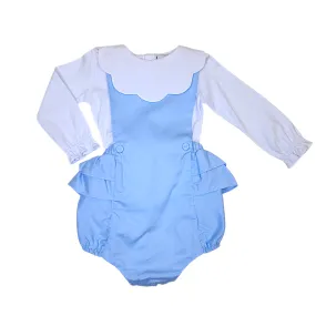 Timeless Tots Scallop Overall Set, Blue