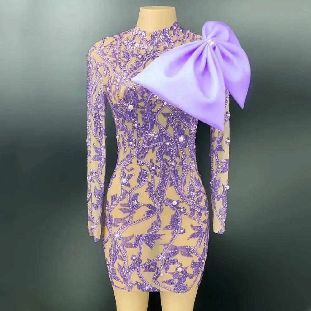 Trendy Mesh Patchwork With Bow Party Dress