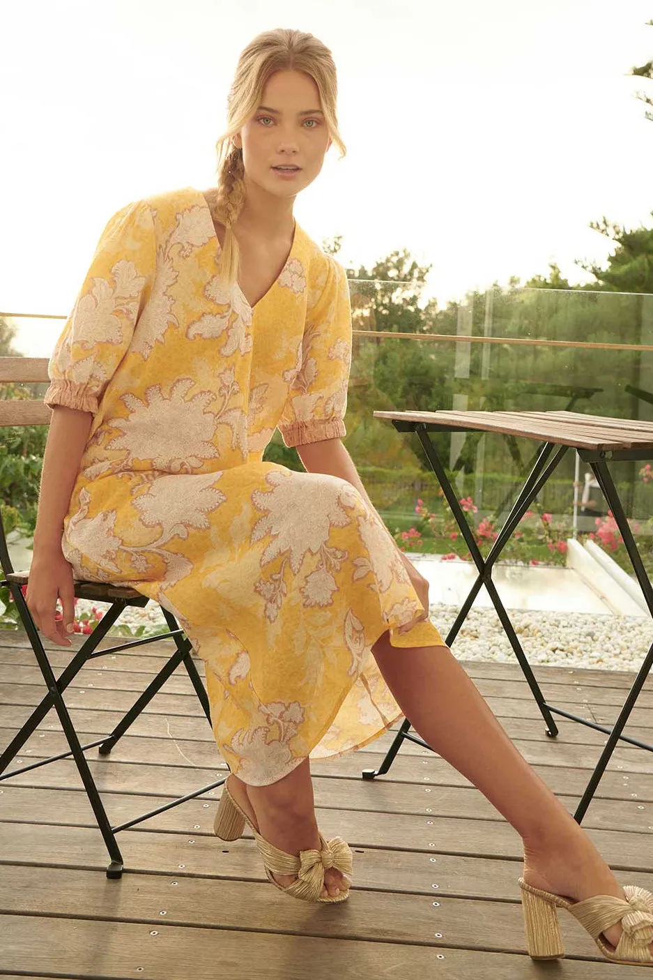 Trish Bumblebee Dress in Saffron