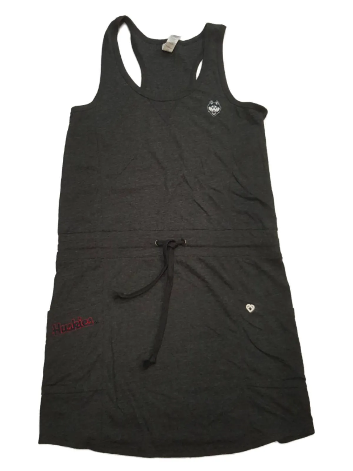 UCONN Huskies Colosseum WOMEN'S Gray Drawstring Waist Racerback Dress (S)