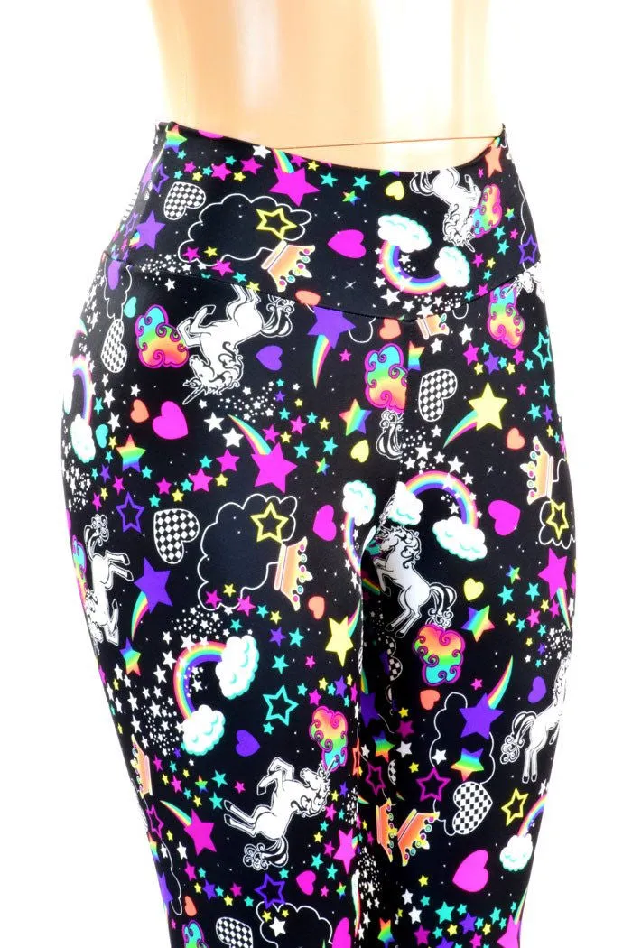 Unicorns & Rainbows High Waist Bell Bottom Flares