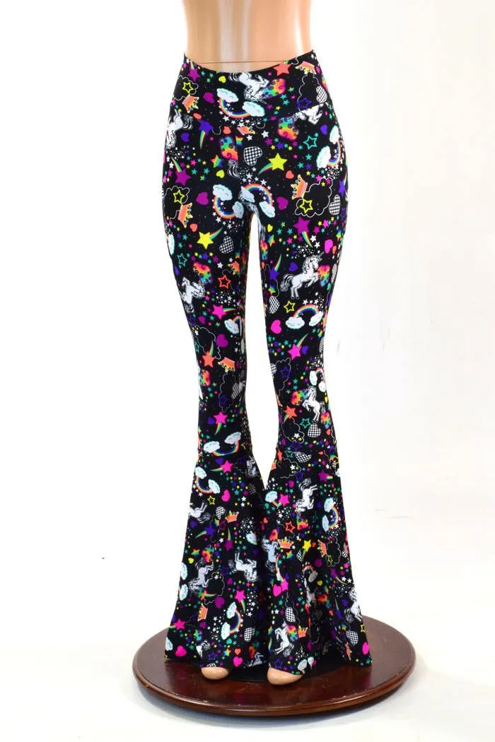 Unicorns & Rainbows High Waist Bell Bottom Flares