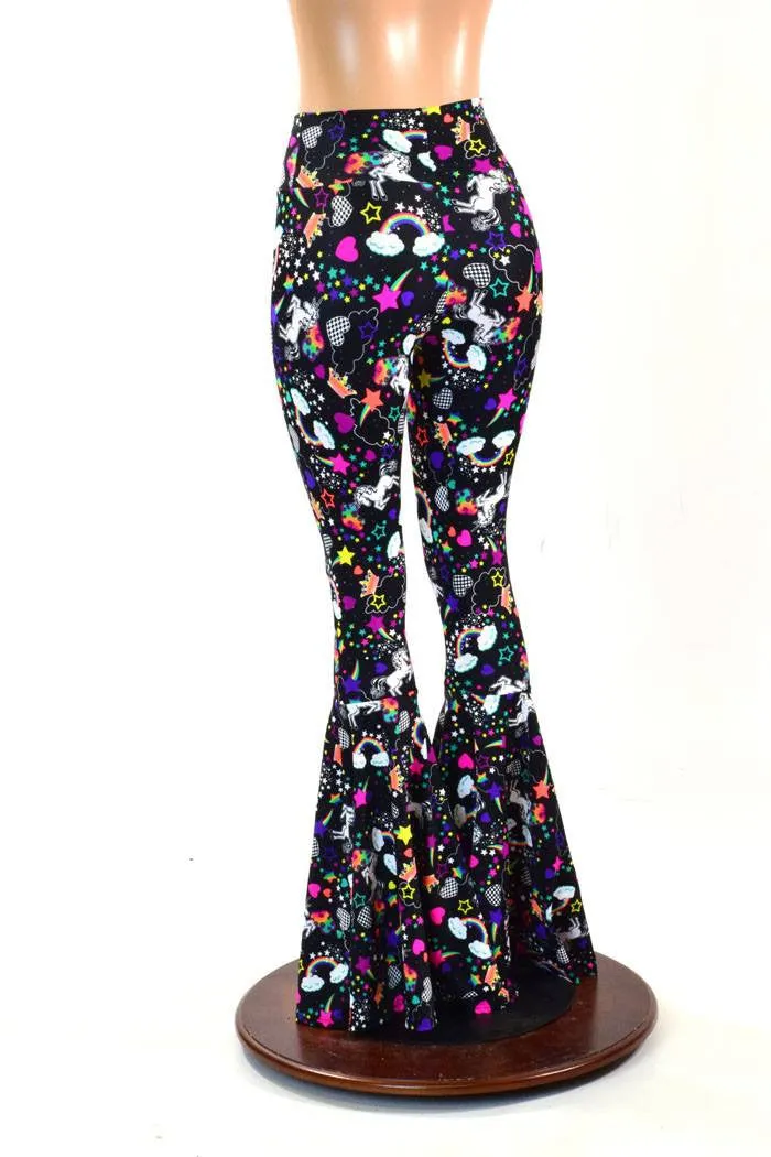 Unicorns & Rainbows High Waist Bell Bottom Flares